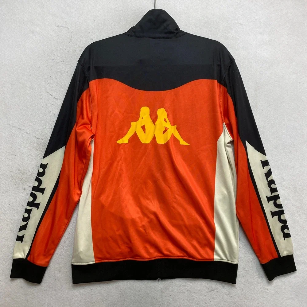 Kappa Track Jacket Mens XL Orange Black Full Zip Race Authentic Logo Sportswear